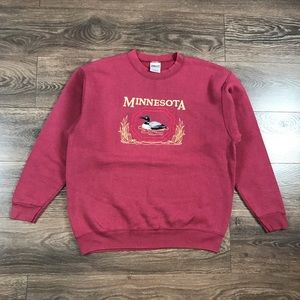 Oneita Power-Sweats Minnesota Vintage Maroon Pullover Duck Sweatshirt Size XL